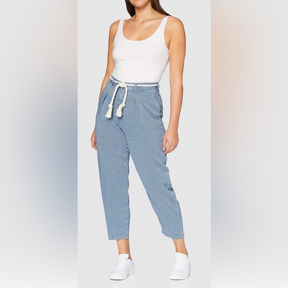 United Colors Of Benetton Blue & White Striped Ankle Length Pants Women’s Size 4 - Picture 5 of 10